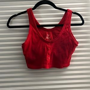 aerie super cropped tank size small red